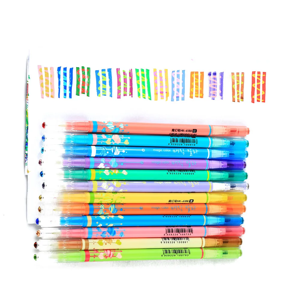 

2PC/Set Double Head Gradient Color Changing Fine Fluorescent Pen Art Tool Highlighter New School Stationery Office Supplies