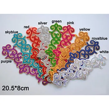 

Wholesale 10pieces/lot colorful sequins lace fabric feather flower applique patch embroidered flower clothes diy accessoriesSK#9