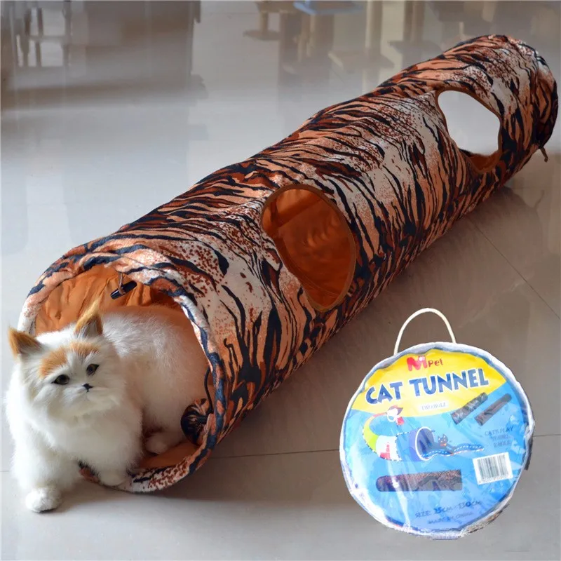 Pet Tunnel Cat Printed Leopard Tiger Lovely Kitten Tunnel Toy With Ball