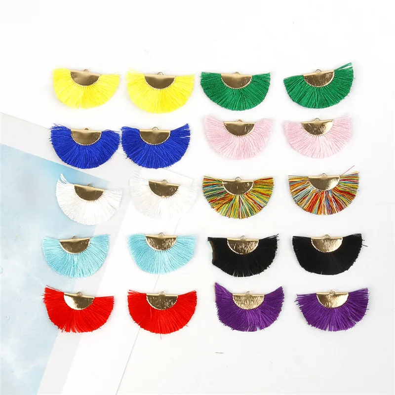 cheap 45mmx25mm 2pcs bag Rayon Small Fan Shaped Tassel For Making Arts Crafts Sewing DIY Apparel Sewing Fabric Tassel Fringe