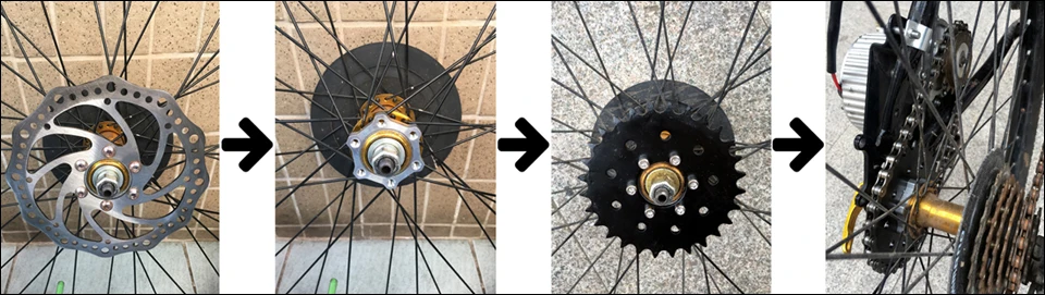 250 Вт щеточный мотор электрический велосипед конверсионный комплект дисковый тормоз горного велосипеда 28 Т Звездочка Электрический велосипед Боковое крепление цепной привод комплект