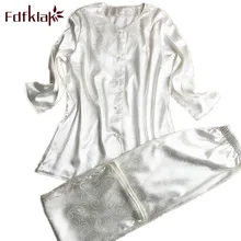 Fdfklak Весенняя женская одежда для сна и отдыха Сексуальная Домашняя одежда с v-образным вырезом белая Пижама Femme Домашняя одежда женские пижамы шелк SILK Q755