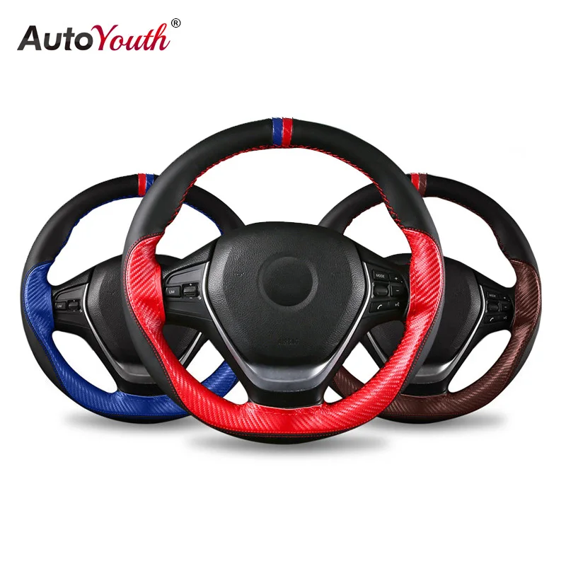 

AUTOYOUTH Microfiber Leather DIY Car Steering-wheel Cover 38CM Car-Styling Auto Automobile Car Accessories For Most Cars
