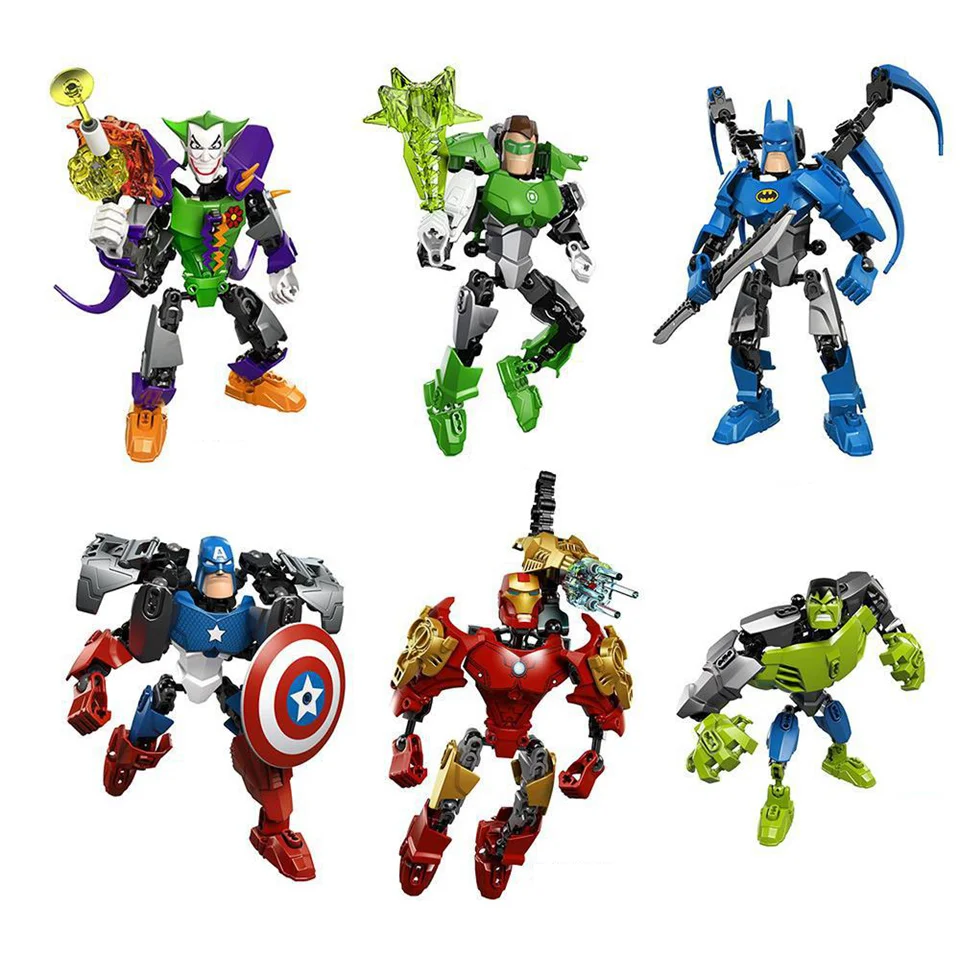 

2 IN 1 Deformable Avengers Captain America Movie Figures Model Building Blocks toys Compatible Legoed Batman Iron Man Hulk Joker