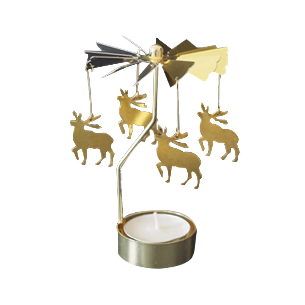 

Romantic Rotary Spinning Candlestick Tealight Candle Holder Metal Tea Light Holders Carousel Home Party Decor Gift Portable Hot