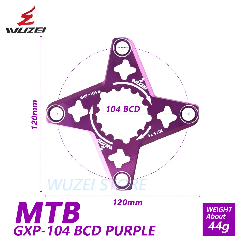 WUZEI велосипедный Кривошип GXP до BCD 104 мм Паук адаптер MTB велосипед для XX1 X0 X9 Кривошип преобразования протектор 1 x Система Скорость - Цвет: PURPLE