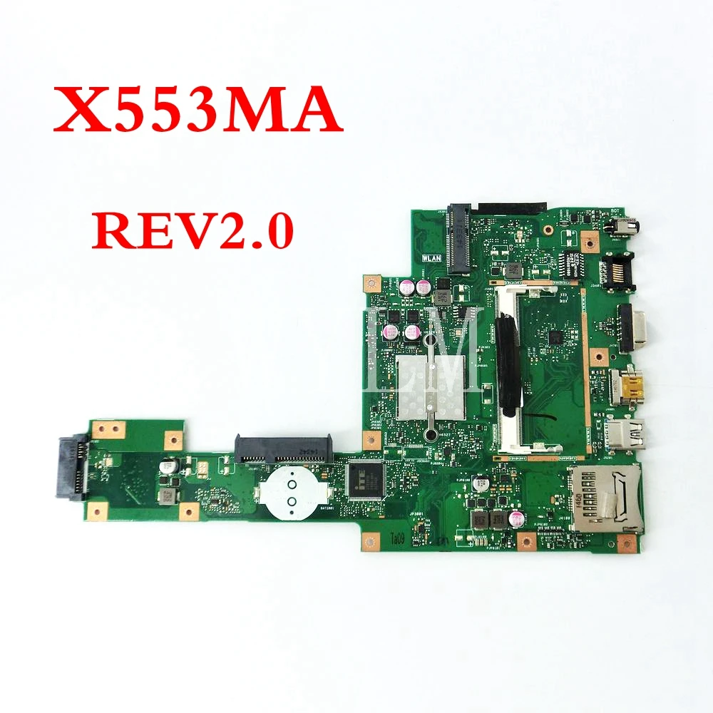 Ceny X553MA płyty głównej płyta główna REV2.0 dla ASUS F503M X503M F553MA F553M X553 X553M X503MA D503 D503M X553MA laptopa płyty głównej płyta główna w testowany robocza