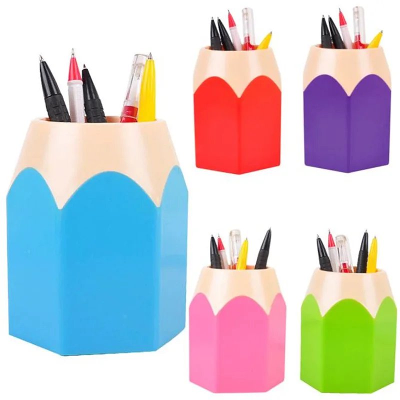 

Pen Holder Desk Organizer Creative Pen Pencil Pouch Makeup Brush Holder Plastic Stationery Desk Tidy Container For Children A25