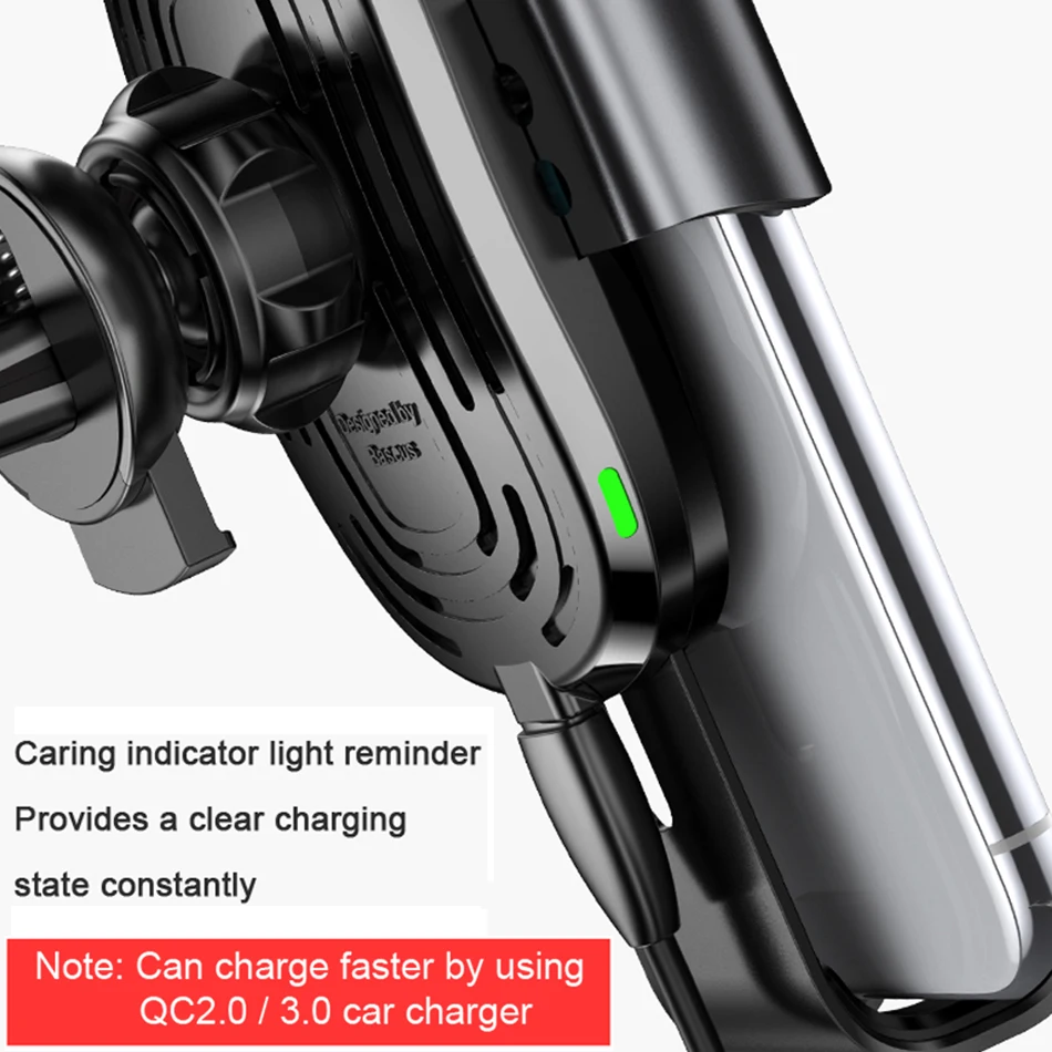 Baseus Qi Car Wireless Charger For iPhone 8 X XS Max XR Samsung Mobile Phone Charger 10W Fast Wireless Car Charging Mount Holder