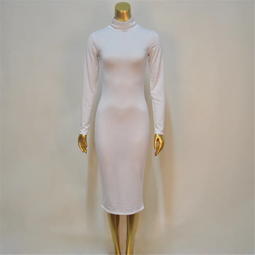 Party Slim Hip Bodycon Dress Vestidos Clubwear Women Sexy Club Dress Turtle Neck Long Sleeve Dresses Elegant Pencil Dress (12)