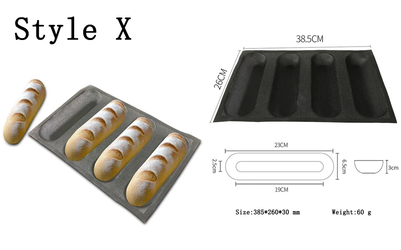 Meibum, силиконовая форма для хлеба из стекловолокна, различные формы, багет, Eclair, длинная форма в виде гамбургера, черный пористый антипригарный инструмент для выпечки