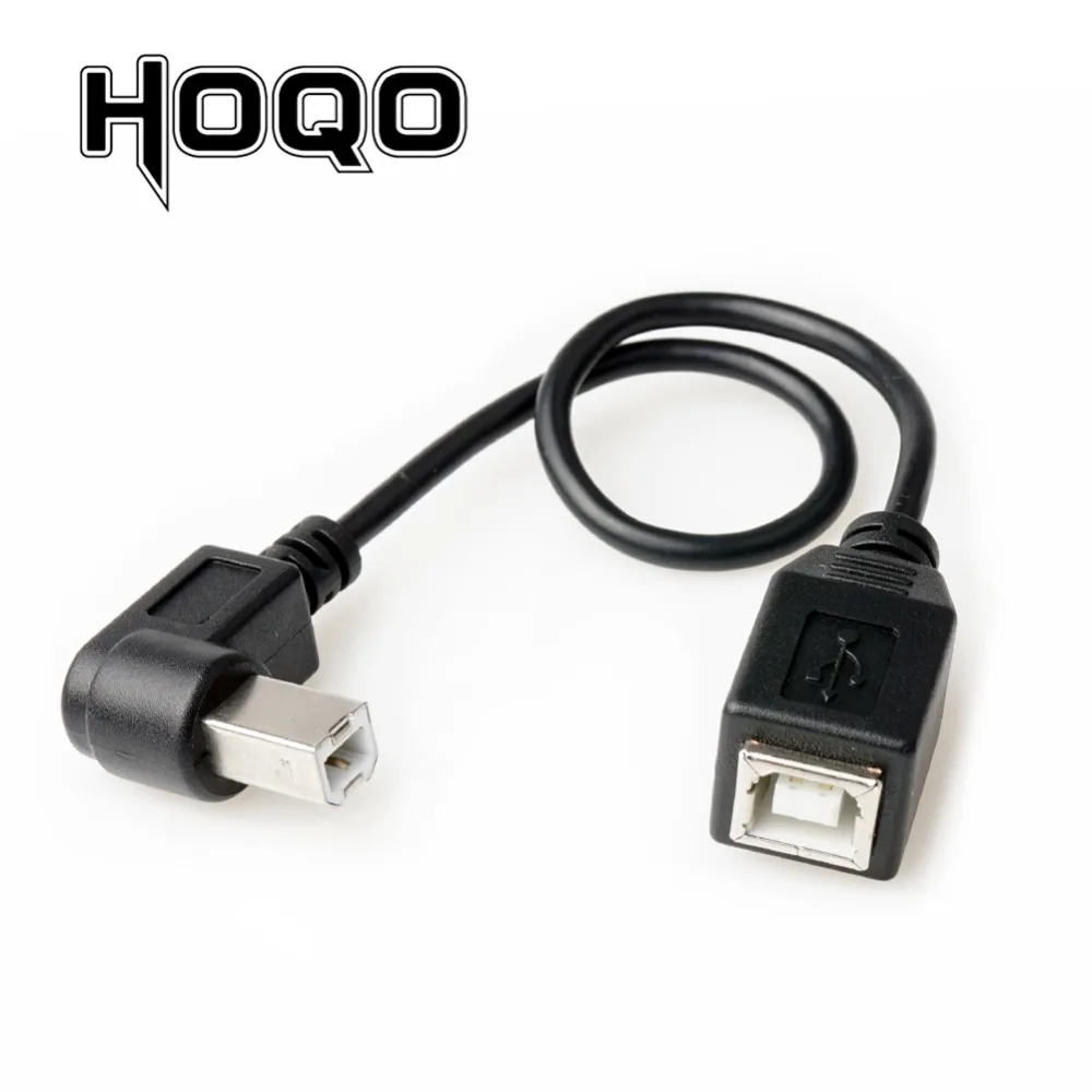 

Left Angle USB 2.0 B Extension Cable Panel Mount for PC Sync Date Charge 90 Degree USB Type_B Male to Female Extension Cord