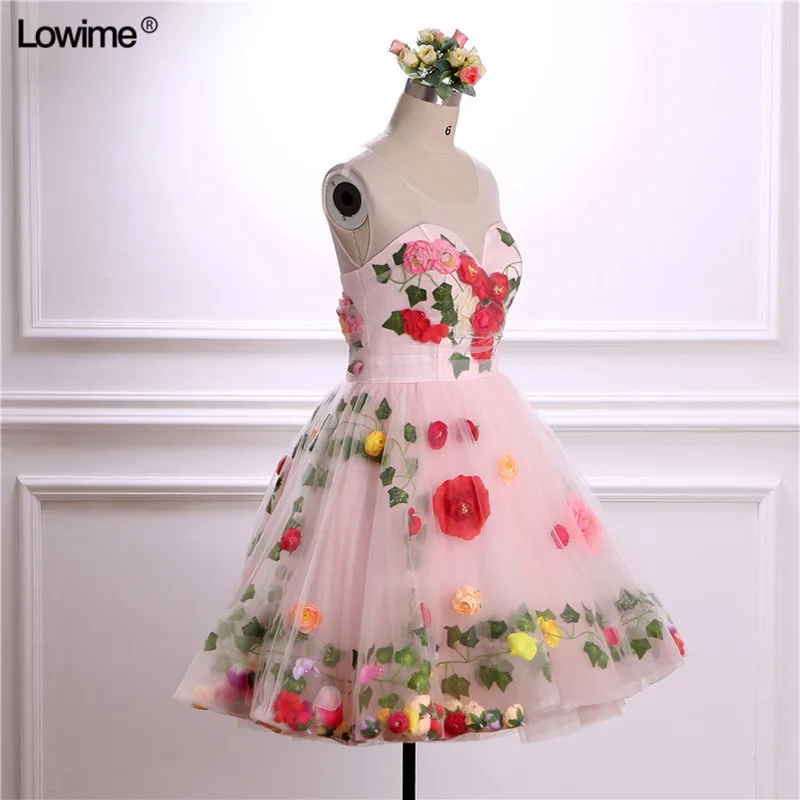 2018 New Arrival Scoop A Line Cocktial Dresses Handmade Flower Short vestidos Cocktail Dress (2)