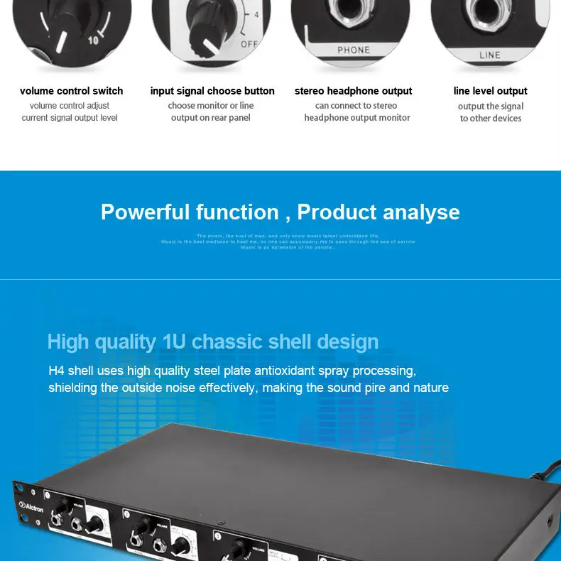 Alctron H4 Профессиональный высокой мощности 4 канальный наушников предусилитель, усилитель для наушников, Pro Line распределения Системы