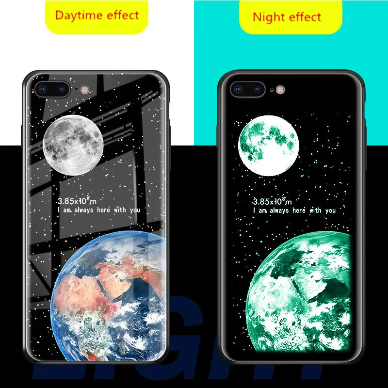 Светящийся чехол из закаленного стекла для iPhone X XS MAX XR роскошная Силиконовая