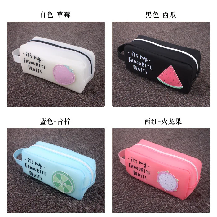 Silicone Big Kawaii Pencil Case Cartoon Fruit Pencil Box Large Bag Zipper Pencil Bag For Student Gift School Stationery Supplies (7)