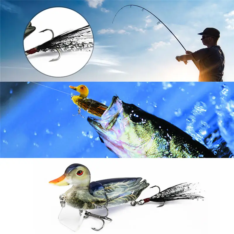 

7cm 10g Topwater Floating Lures Duck Fishing Baits with Hooks Jointed Hard Bait Bass Fishing Lure Wobblers 3D Swimbaits Peche