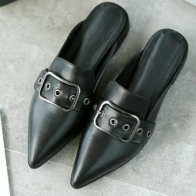 

AIWEIYi 2017 Women Sandals Pointed toe Flip Flops Square Low Heel Sandals Fashion Slip On Slides Slippers Slingbacks Sandals