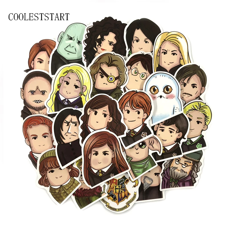 24Pcs Set Cartoon Wry Neck Harry Potter Stickers For Luggage Laptop Car Bike Skateboard Toy Gift