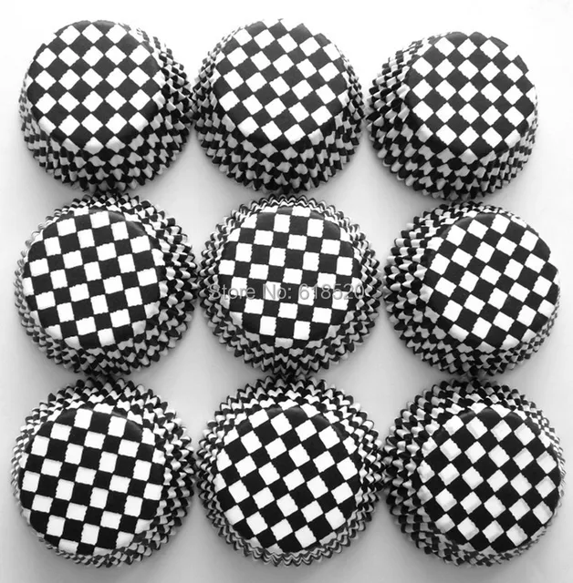 Free Shipping 500pcs Black And White Plaid Baking Cups In Cake Free Shipping 500pcs Black And White Plaid Baking Cups In Cake Cases Bakery Decorations Party Supplies