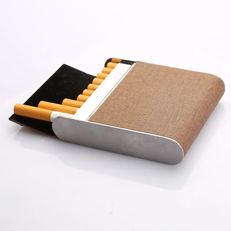  20pcs Cigarette High-grade Pu Leather Metal Cigarette Caseanti-squeeze Thin Cigarette Box