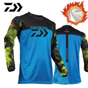 

2018 Thermal Fishing Sweater DAWA Thickening Winter Fleece Fishing Jersey Breathable Anti-uv Sun Long Sleeve Fishing Sweatshirt
