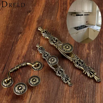 DRELD Antique Furniture Handle Vintage Cabinet Knobs and Handles Wardrobe Cupboard Drawer Kitchen Pull Knob Furniture Hareware