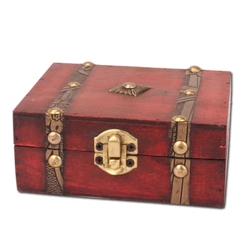 

Creative Antique Storage Box Ornaments Retro Red Wooden Cosmetic Jewelry Boxes Vintage Finishing Box Crafts Home Decoration Gift