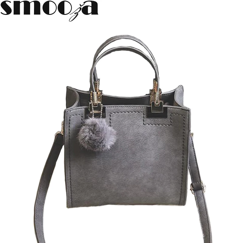 

SMOOZA Female crossbody bags for women New fashion shoulder bag luxury handbags women bags designer travel Hairball bag frosted