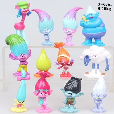 New12pcs/лот с героями мультфильма тролли в виде фигурки Poppy филиал Biggie Guy Diamond Smidge