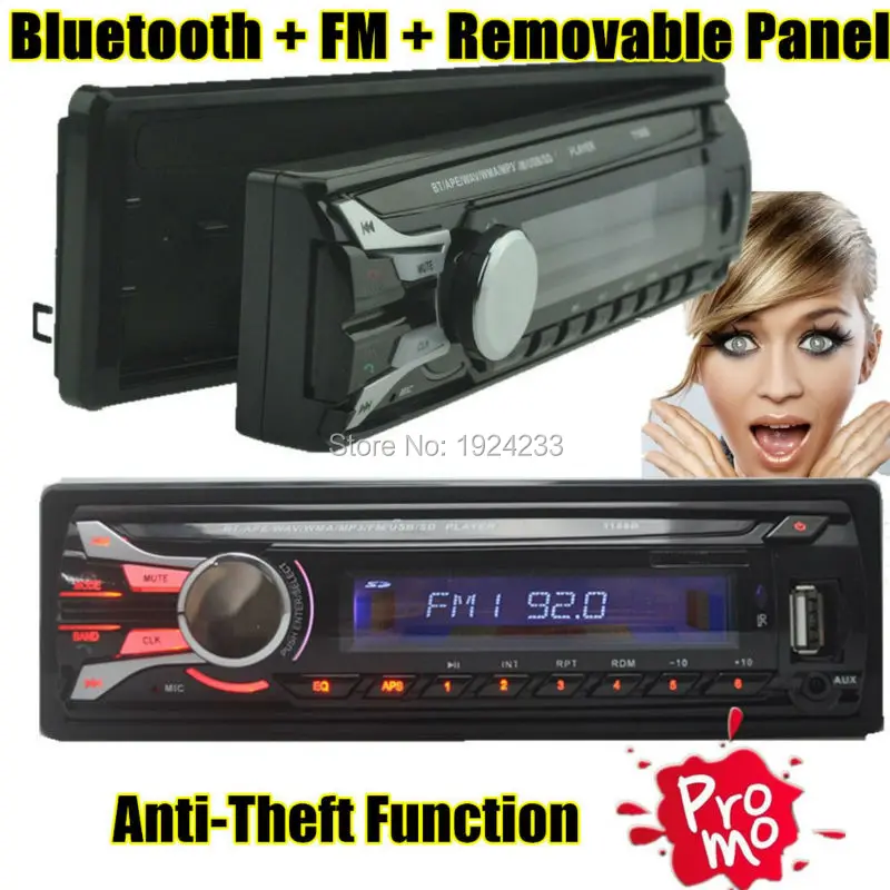 Автомобильный Радио стерео плеер Bluetooth AUX MP3/APE/FLAC/WAV FM/USB/1 Din/пульт дистанционного управления для iPhone 12 в аудио Съемная передняя панель