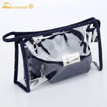 

Pack of 3 DEZEMIN Clear Cosmetic Bags with Zipper Crown Makeup Pouch