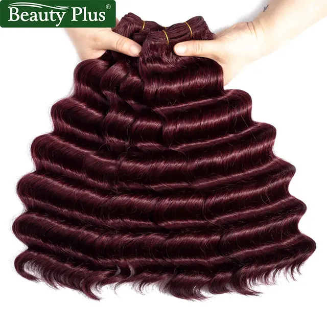 Burgundy Blend Hair Bundles Loose Deep Wave 50 Brazilian Human Hair