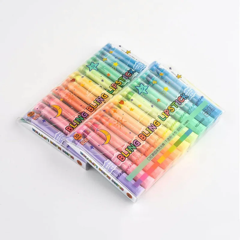 

40 pcs/Lot Bling Bling Lipstick highlighter pen Color crayon marker pens Stationery Office School supplies Canetas escolar FB607