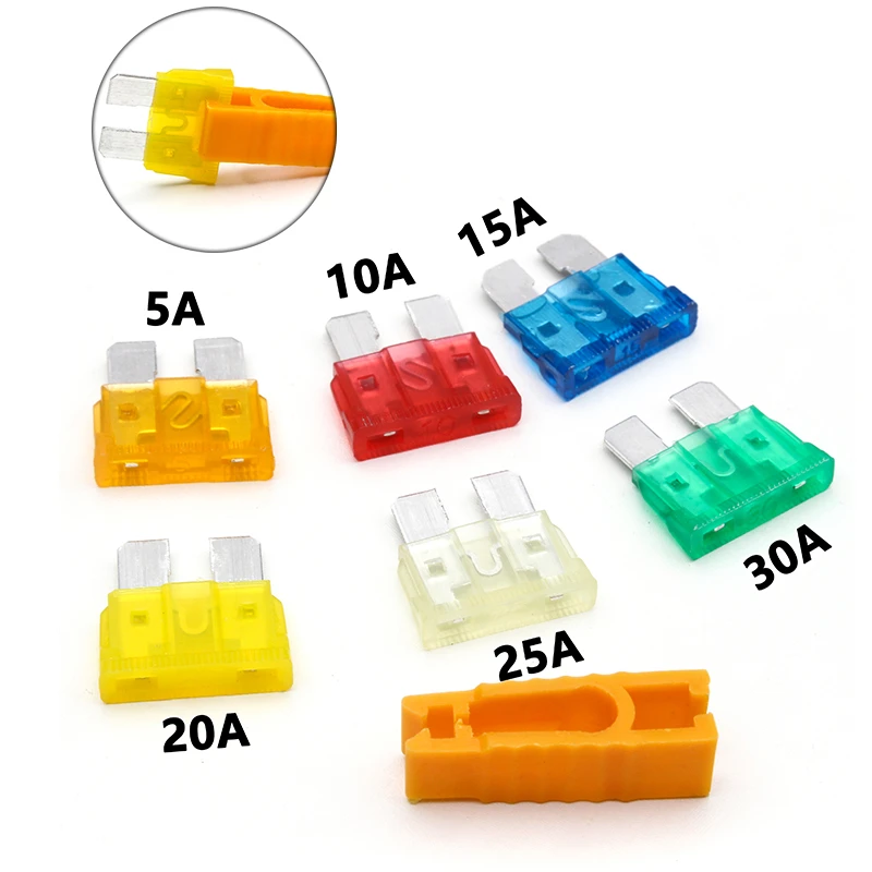 7PCS 5/10/15/20/25/30A Standard Auto Car Zinc Blade Fuse Automobile Car