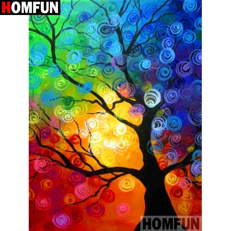 

HOMFUN Full Square/Round Drill 5D DIY Diamond Painting "Color tree" 3D Diamond Embroidery Cross Stitch Home Decor A19428