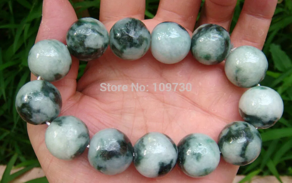 

001547 Extra Large Green 100% Natural A Jade Grade Jadeite Bead (A0427) Bracelet