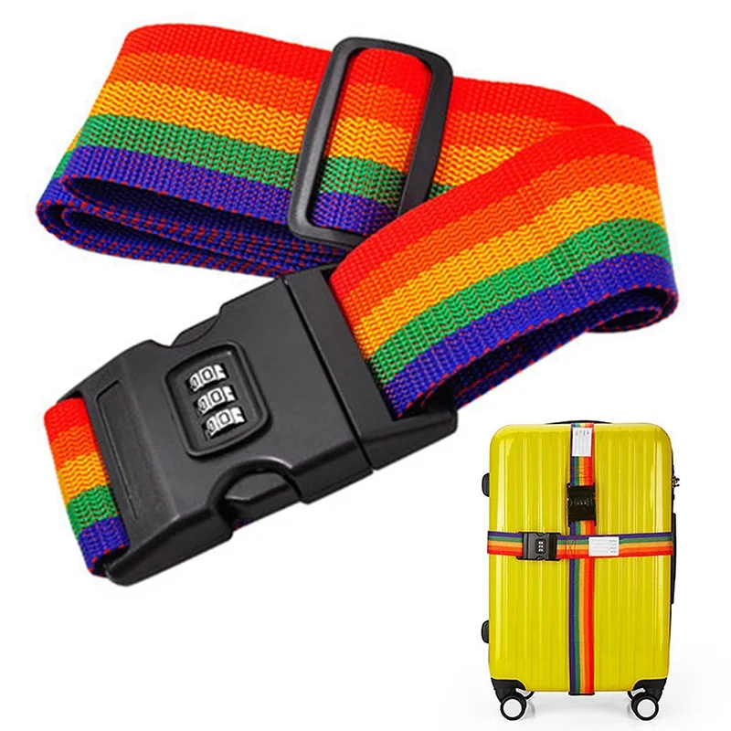

PACGOTH 2m Rainbow Color Travel Luggage Suitcase Strap Secure Code Lock Colorful Packing Safe Belt Bag Parts&Accessories,2 PCs