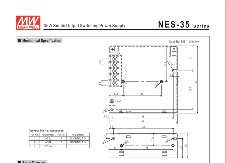 100-240Vac до 24VDC, 36 Вт, 24V1. 5A UL перечисленный источник питания светодио дный светодиодный свет, драйвер СВЕТОДИОДНОЙ вывески, NES-35-24