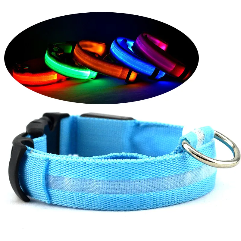 

LED Nylon Three Modes Dog Collar Light Night Safety LED Flashing Glow Pet Supplies Pet Cat Dog Collar Decoration