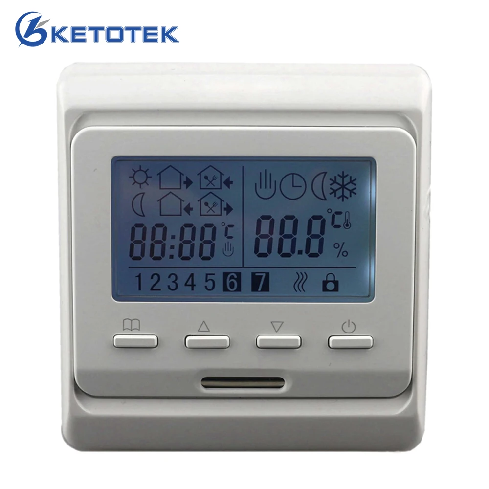 16A 230V AC LCD Programmable Digital Floor Heating Temperature