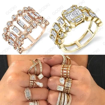 

GODKI Eternity Tennis Luxury Stackable Chic Rings For Women Wedding Cubic Zircon Engagement Dubai Bridal Statement Finger Rings