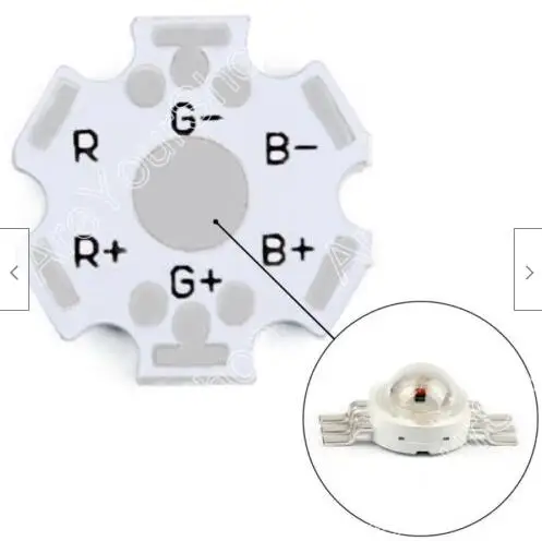 1 Вт, 3 Вт, 5 Вт, радиатор, светодиодный, алюминиевая Базовая пластина, печатная плата, подложка, 20 мм, Звездный комплект, сделай сам, Охлаждающий радиатор, RGB RGBW, ватт, светодиодный, кристаллы из бисера - Испускаемый цвет: 20x20mm 6pin rgb