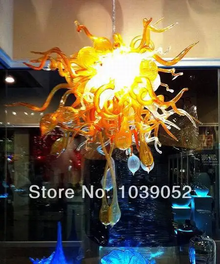 

Free Shipping Cheap Chain Hanging Light Amber Glass Chandelier