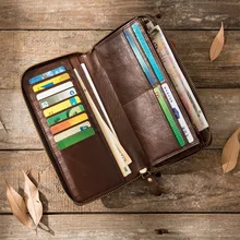Men's Genuine Leather Purse Soft Oil Wax Cow Skin Zipper Cell Phone Pockets Cards Holder Male Vintage Long Clutches wallets Men's Genuine Leather Purse Soft Oil Wax Cow Skin Zipper Cell Phone Pockets Cards Holder Male Vintage Long Clutches wallets