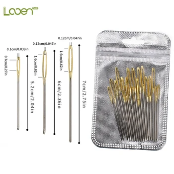 

Looen 18pcs 5.2-7.0cm Blunt Gold Tail Large Eye Needles Sewing Stitcher Thread Harness DIY Craft Tool Sewing Needle Sewing Tools