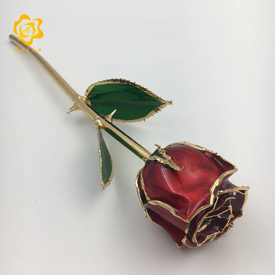 G029-1, 11 дюймов, сухая Роза, сделанная 24 К, позолоченная жемчужина, красная роза, с красивой подарочной коробкой, подарки на день Святого Валентина