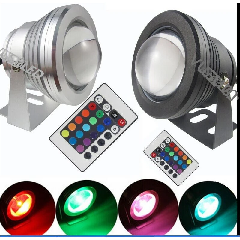 submersible pool lights High Quality Waterproof 10W RGB LED DC 12V Outdoor 16 Color Changing Flood Spot light Lamp Garden swimming pool lights underwater