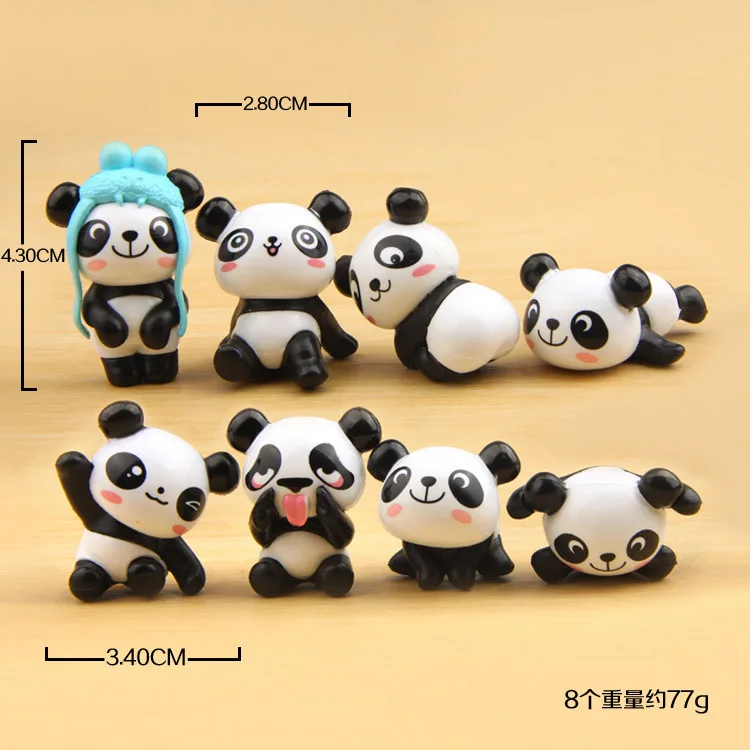 Kawaii/1/8 шт. озорной панда фигурки мини ПВХ модель игрушки для детей Симпатичные