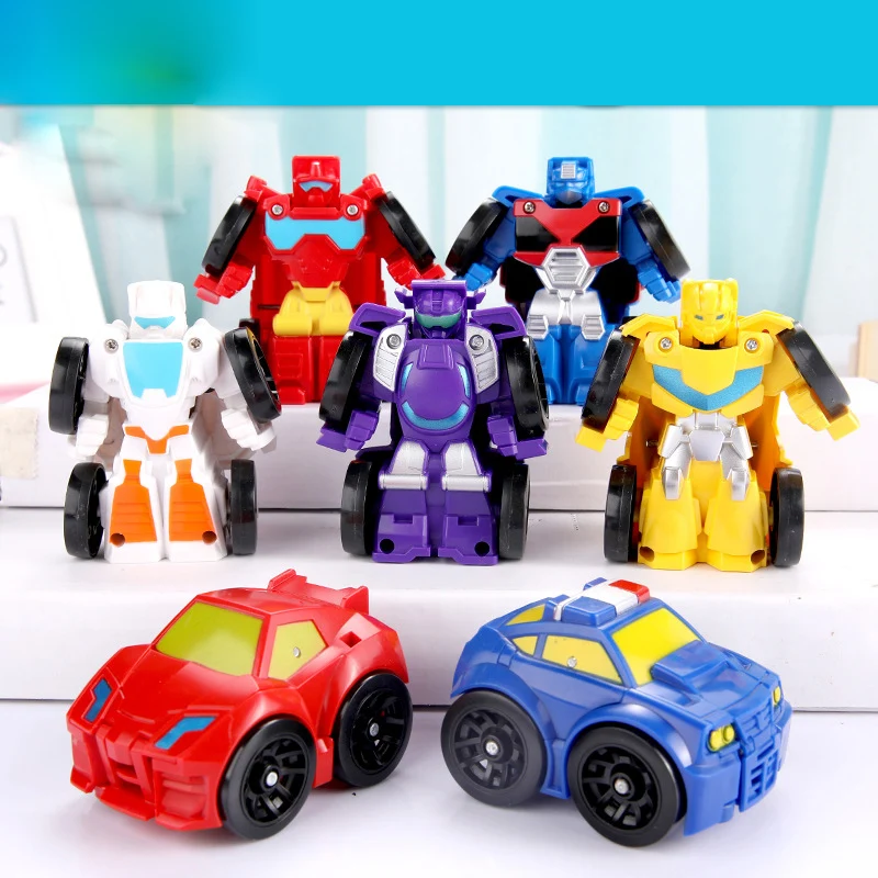 Cartoon Transformation Robot Action Figure Toys Mini Cars Robot Classic model Toys For Children Gifts Brinquedos